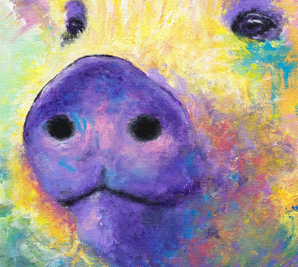 Pig Painting - Rainbows Aren't for Dinner - 16x20" - Image 3