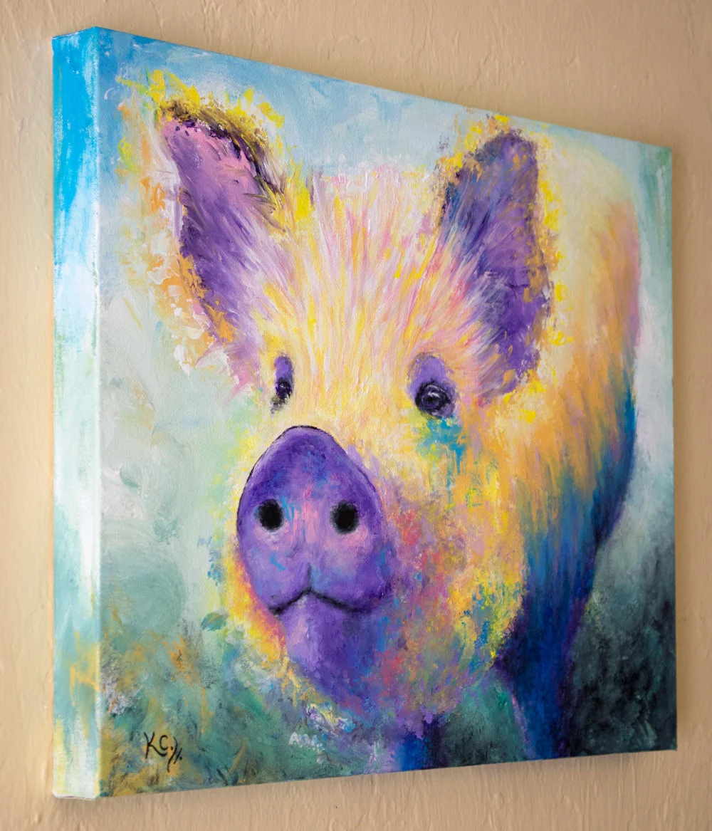 Pig Painting - Rainbows Aren't for Dinner - 16x20" - Image 6